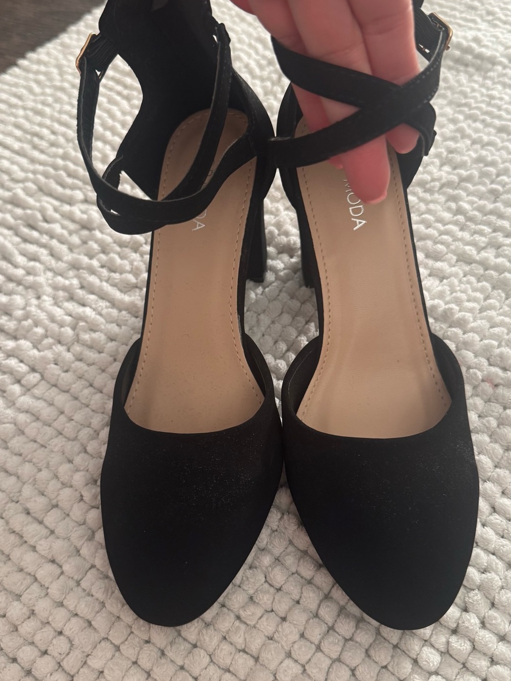 Top Moda Black Ankle-Strap Pumps